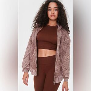 FOREVER 21 QUILTED ZIP UP JACKET TAUPE NEW WITH TAGS